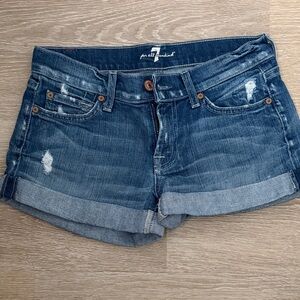 7 For All Mankind Distressed Blue Jean Shorts
